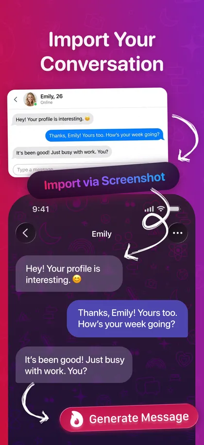 Flirtsy screen: import a conversation via screenshot