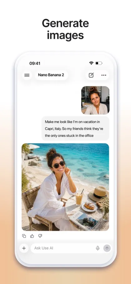 Use.ai screen: generate images