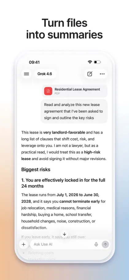 Use.ai screen: turn files into summaries